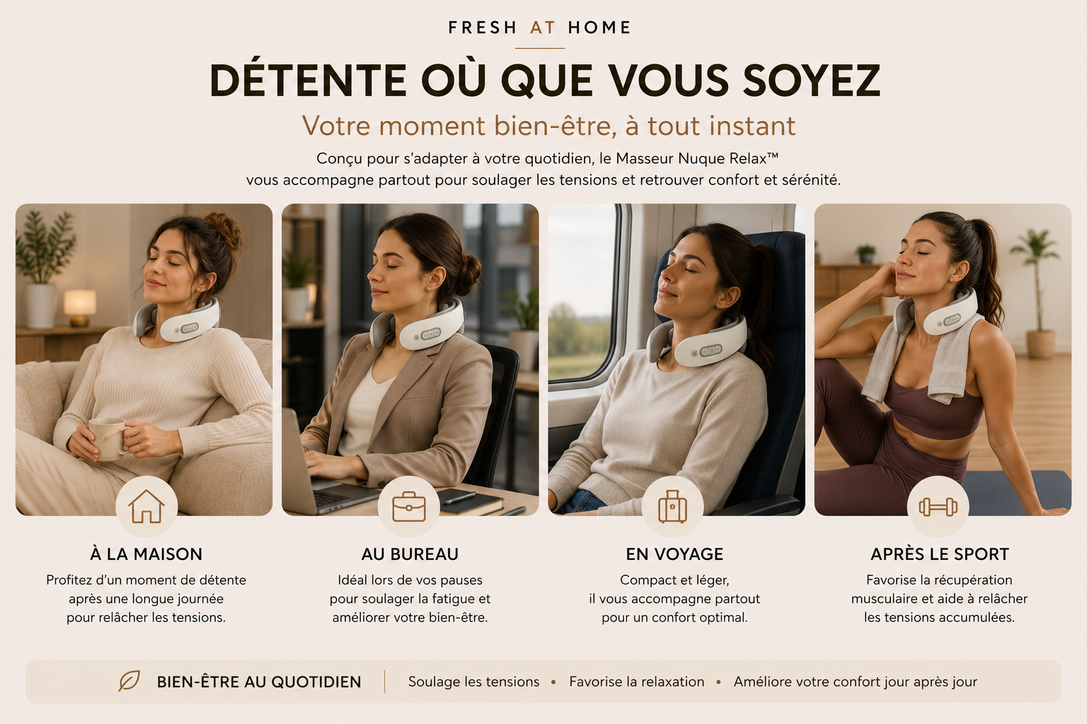 Masseur Nuque Relax au bureau, à la maison et en voyage